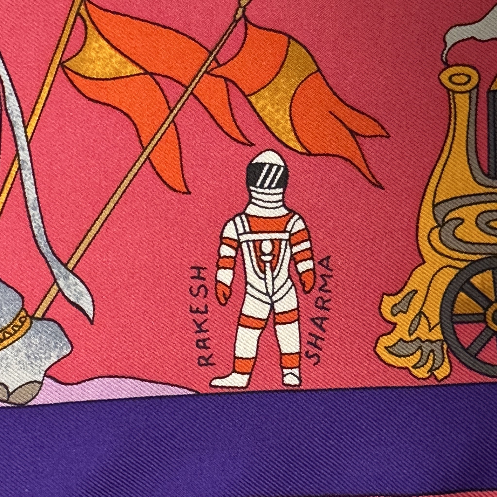 dessin du cosmonaute rakesh sharma a cote de l'elephant