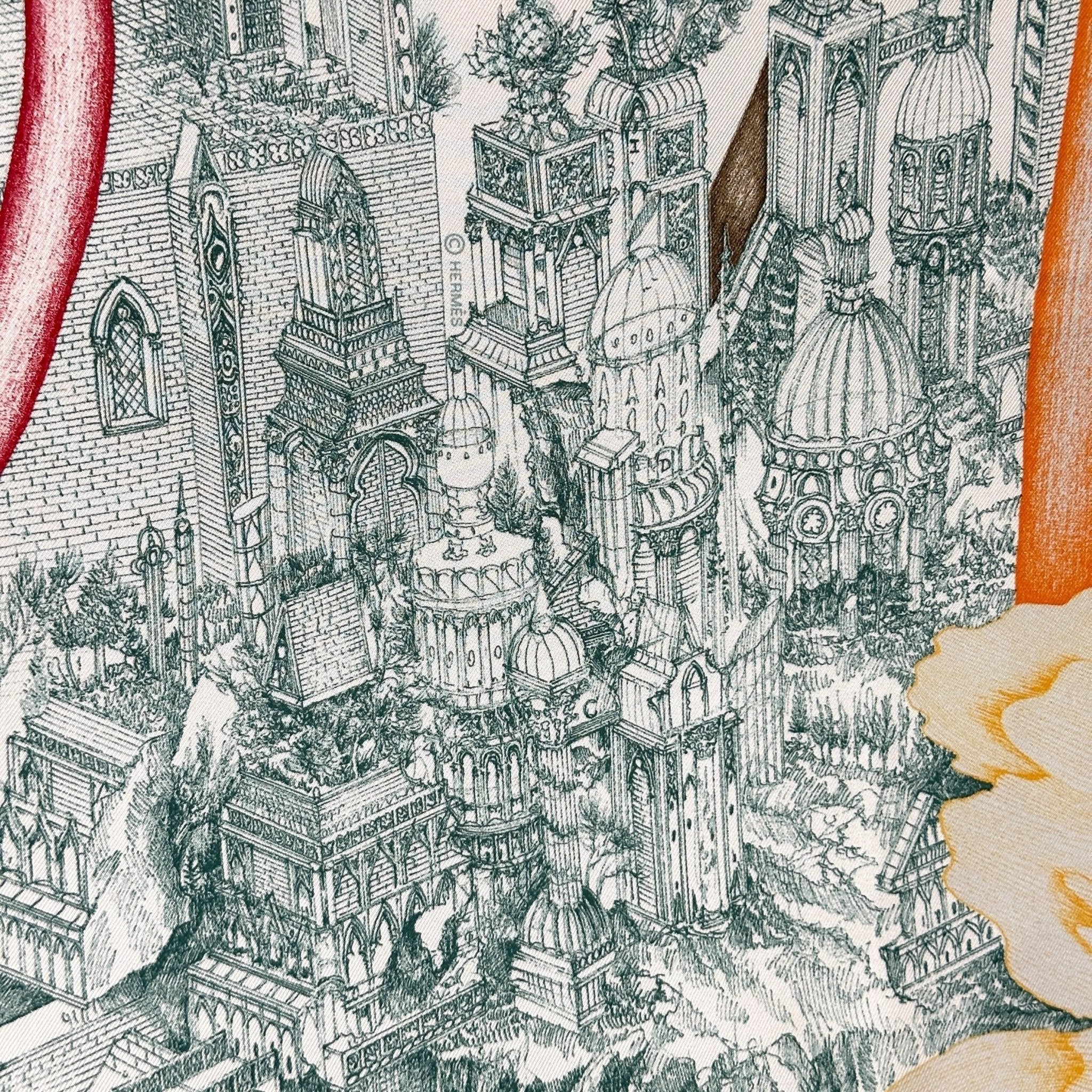 À l'ombre des pivoines - FOULARD HERMES 90 - Carré Society