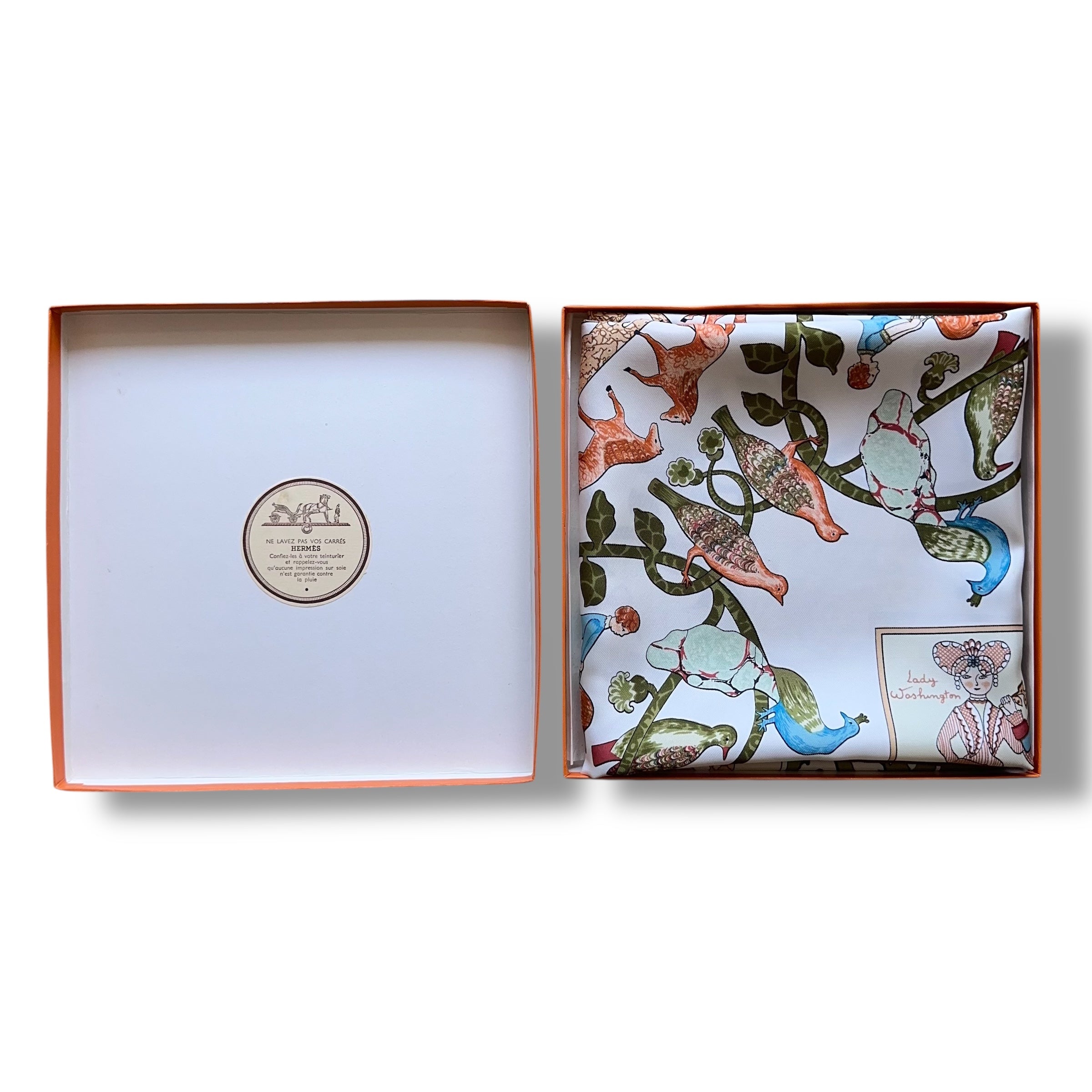 Carré Hermès 90 cm – Early America – F. de la Perrière (1981)