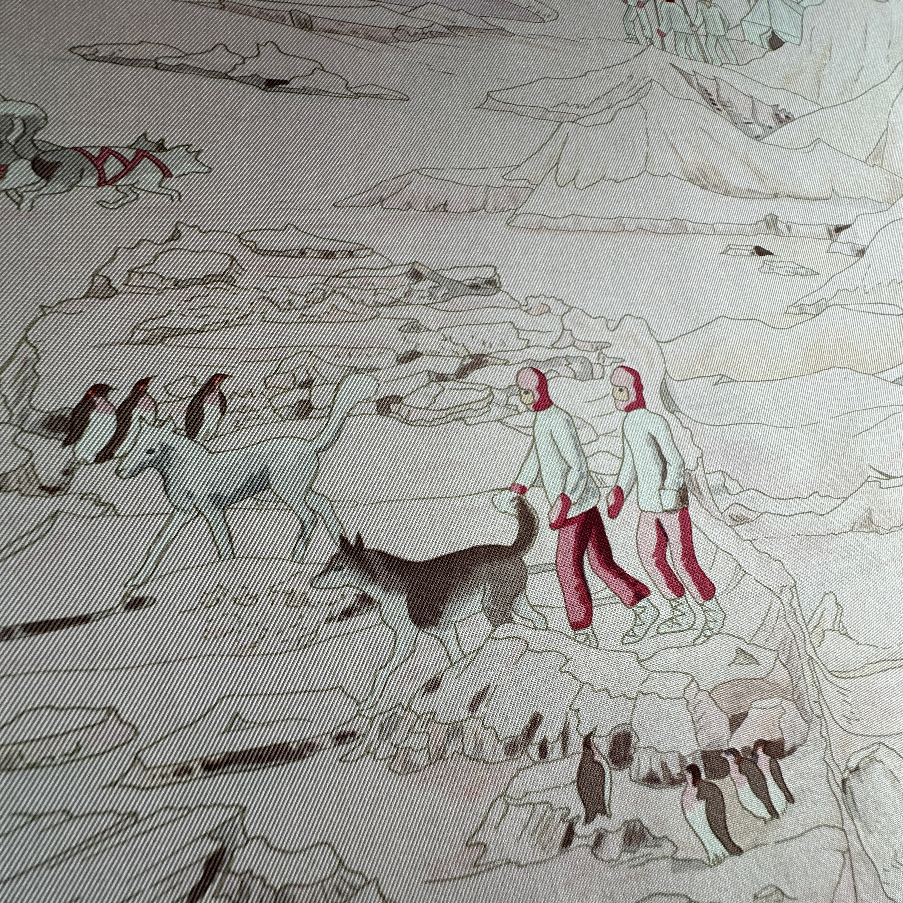 Illustration dynamique d'attelages de chiens traversant les étendues glacées de l'Antarctique.