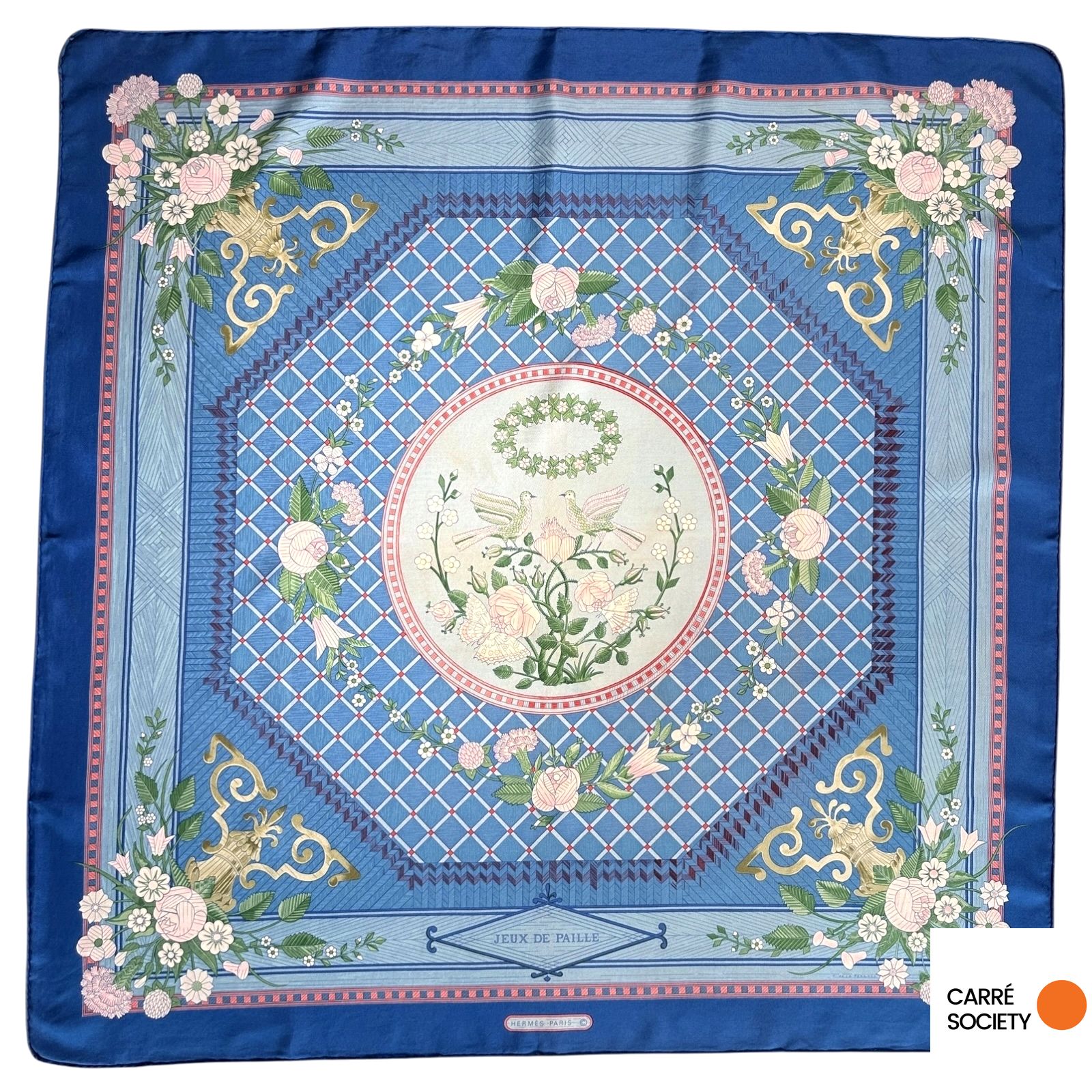 Straw Games – Hermès 90cm silk scarf – 1984